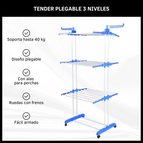 Tender Vertical de 3 Niveles Con Ruedas
