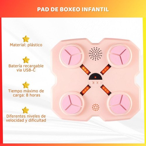 Consola de Boxeo Musical Recargable Bluetooth Para Niños