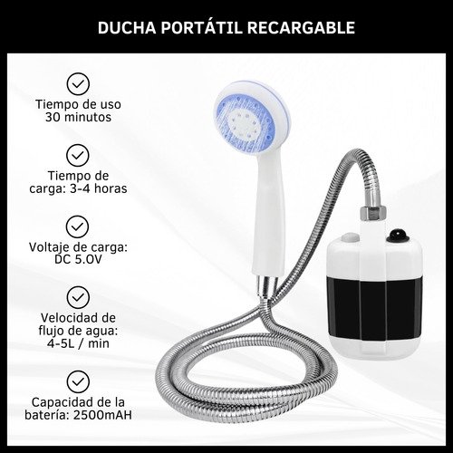 Ducha de Mano Portátil & Recargable