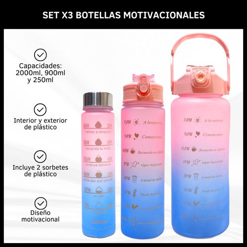 Set de Botellas Motivacionales Degrade