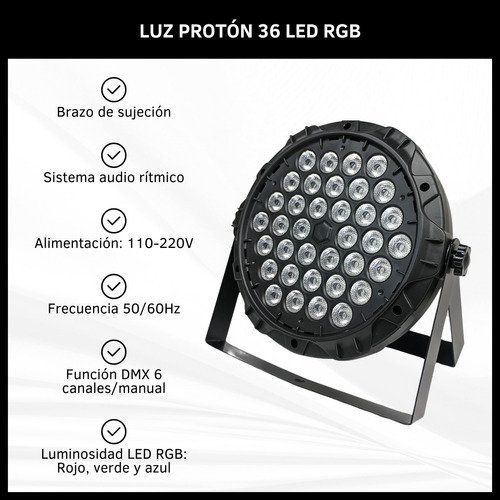 Luz Proton 36 LED Sólo Colores