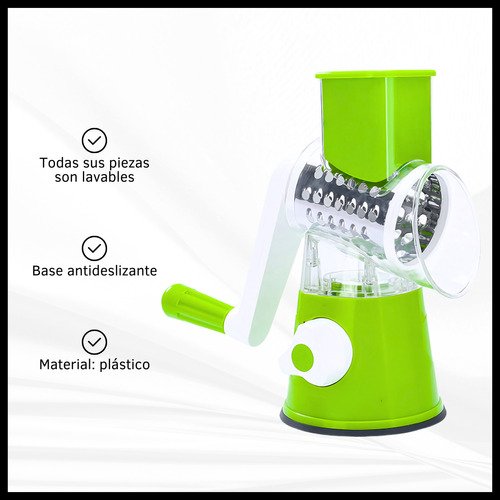 Rallador Manual 3 en 1: Picador, Cortador y Rebanador