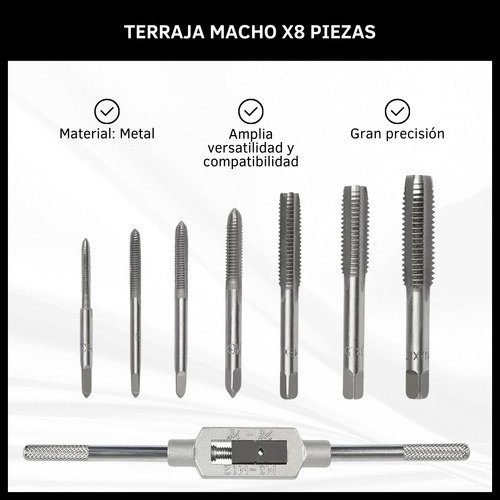 Juego de Machos Terrajas con Manija Set x8