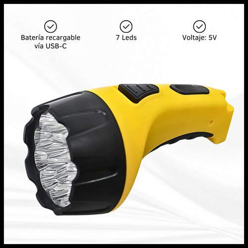 Linterna Inalámbrica Recargable de 7 LED