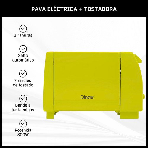 Pava Eléctrica Corte Mate + Tostadora