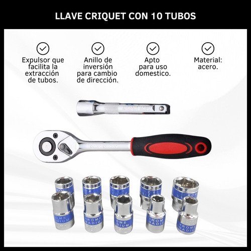 Llave Criquet con Tubos de 10 Piezas