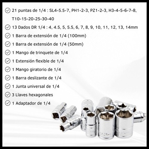 Juego de Llaves Tubo x46 Piezas