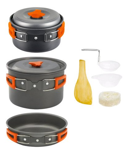 Juego de Ollas Cocina para Camping 3 en 1