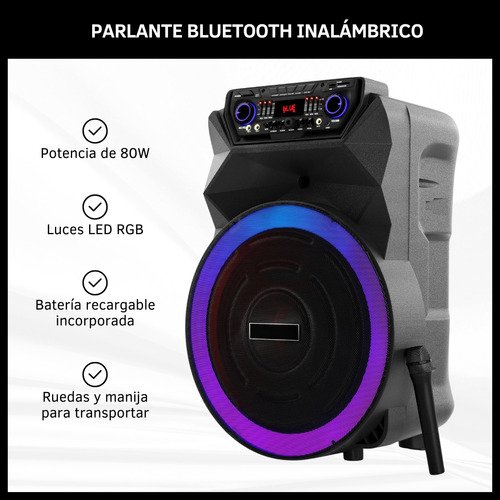 Parlante Bluetooth con Luces y Micrófono