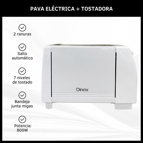 Pava Eléctrica Corte Mate + Tostadora