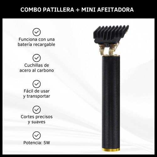 Combo Patillera + Mini Afeitadora Portátil