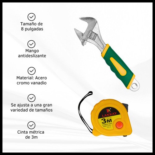 Set de Llave Tubo y Llave Francesa