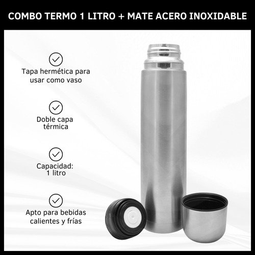 Combo Termo y Mate de Acero Inoxidable