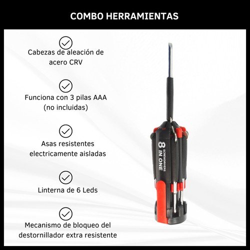 Set de Llaves Combinadas 8 en 1 + Cinta Métrica