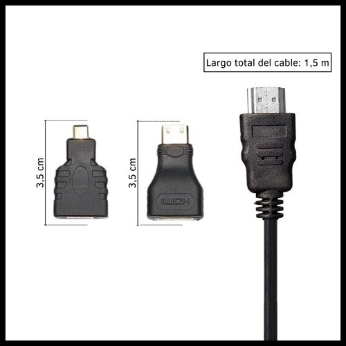 Cable HDMI con Adaptadores Micro y Mini