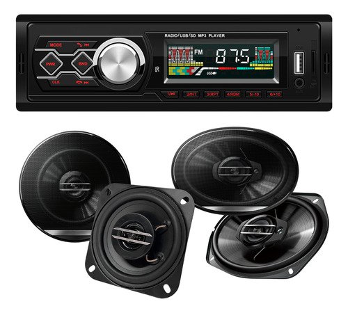 Combo Estéreo Auto Bluetooth con 4 Parlantes Coaxiales