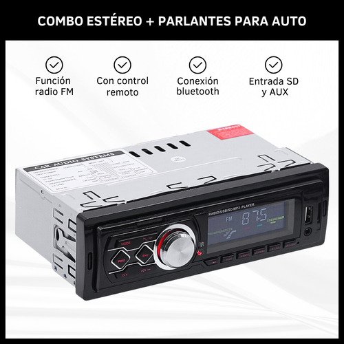 Combo Estéreo Auto Bluetooth con 4 Parlantes Coaxiales