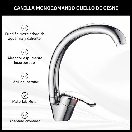 Grifería Monocomando Cuello De Cisne