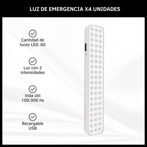 Luz De Emergencia Pack X4 - 60 Leds
