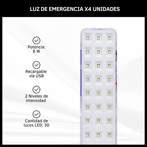 Luz De Emergencia Pack X4 - 30 Leds