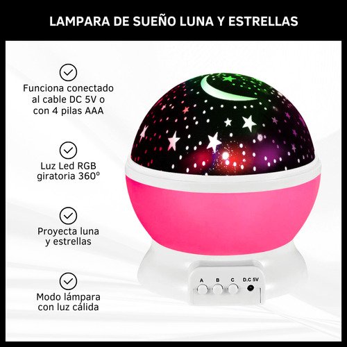 Lámpara De Sueño Velador Proyector Estrellas Y Luna