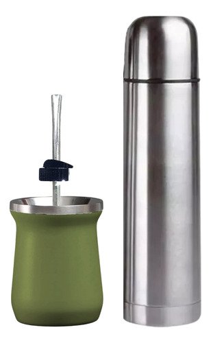 Set Matero: Mate Acero + Termo 1L con Bombilla Ilumimate