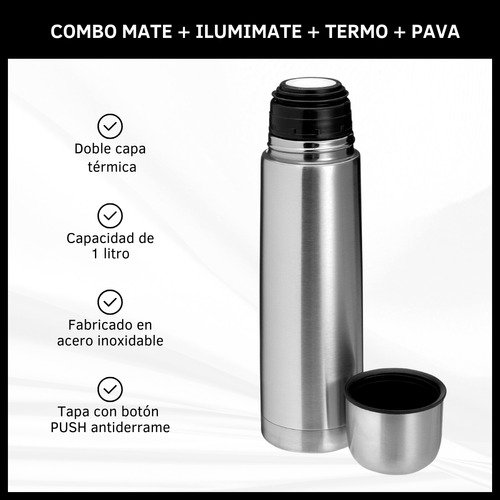 Set Matero: Pava + Mate + Termo + Bombilla