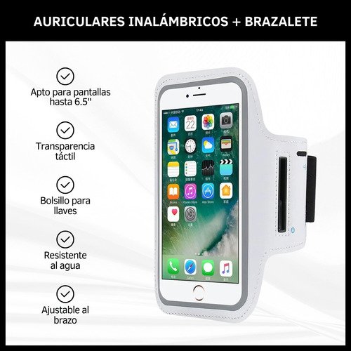 Combo Auriculares Inalámbricos + Brazalete Porta Celular