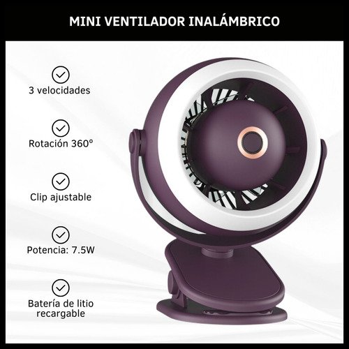 Mini Ventilador Clip con Luz