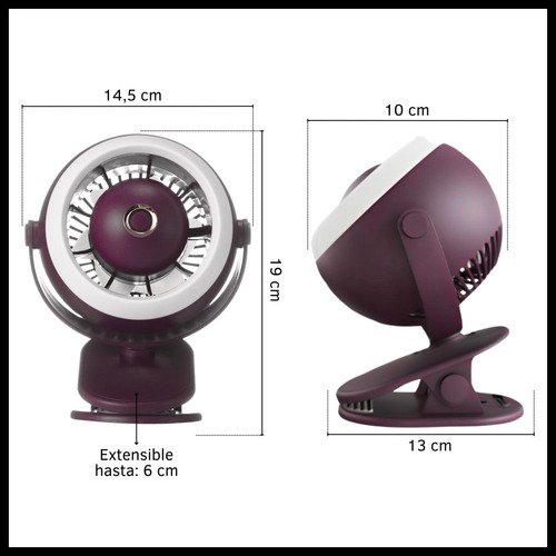 Mini Ventilador Clip con Luz