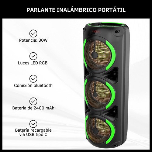 Parlante Bluetooth con Luces LED
