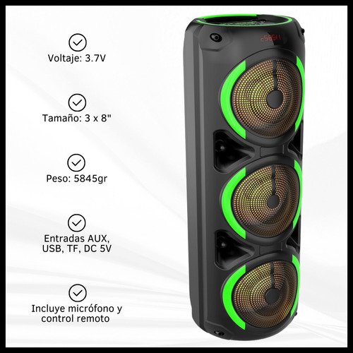 Parlante Bluetooth con Luces LED