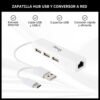 Zapatilla Hub 3 Puertos USB y Conversor USB-C a Red