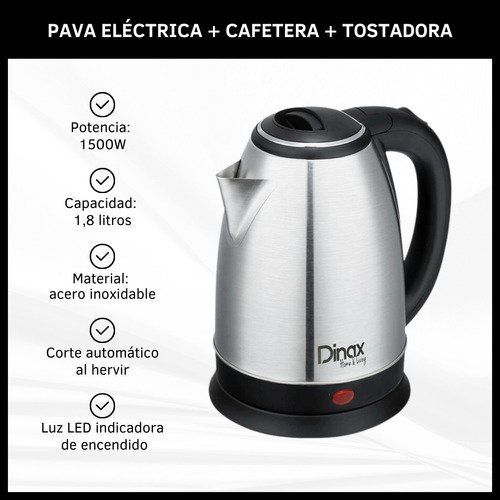 Set Pava Eléctrica, Tostadora y Cafetera
