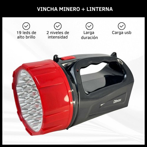 Linterna LED de Mano + Vincha Minero