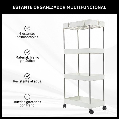 Estantería De 4 Niveles Con Ruedas