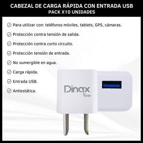 Cargador Adaptador USB Carga Rápida