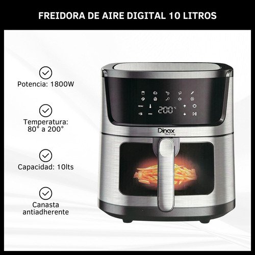 Freidora De Aire Sin Aceite Digital 10L