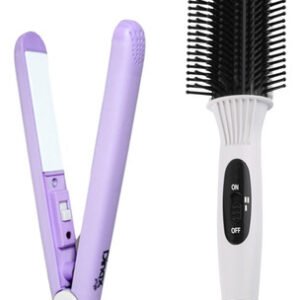 Combo Cepillo Alisador Eléctrico + Mini Plancha para Pelo