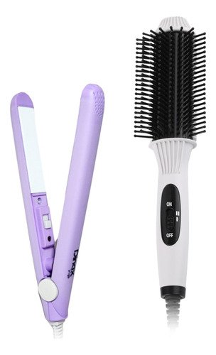 Combo Cepillo Alisador Eléctrico + Mini Plancha para Pelo