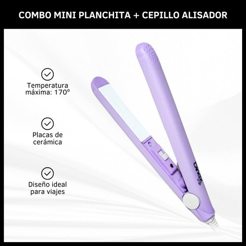 Combo Cepillo Alisador Eléctrico + Mini Plancha para Pelo